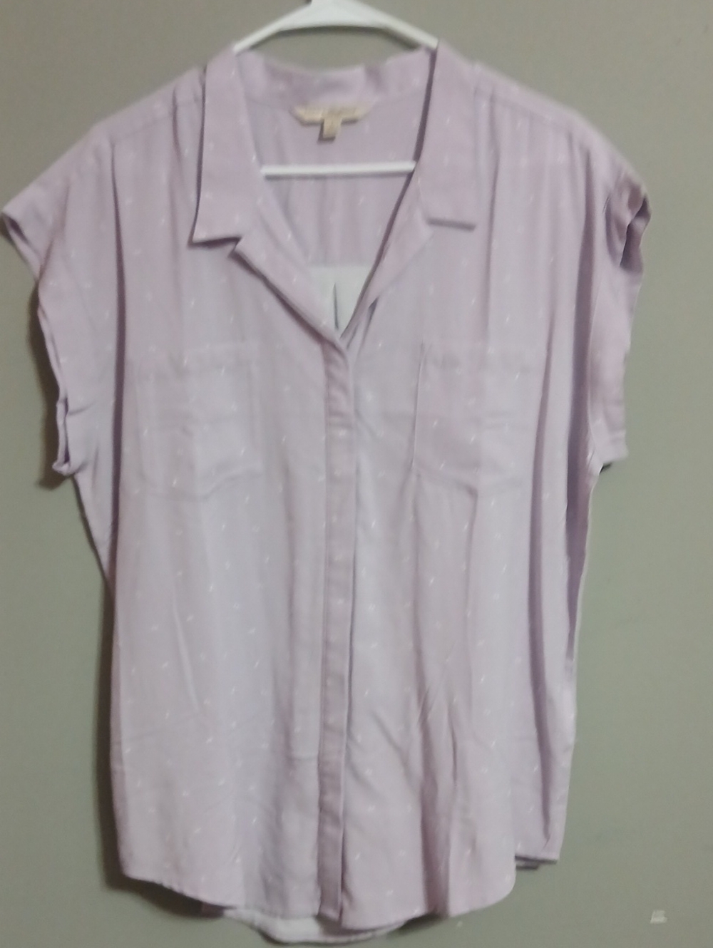 JACHS Girlfriend Pale Lavender Button-Front Relaxed Shirt